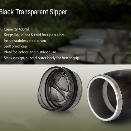 Personalized Black Transparent Steel Mug (400 Ml)