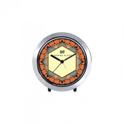 Personalized Crowne Plaza Chrome Plated Table Clock (4" Dia)