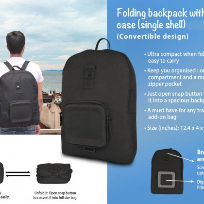 Personalized Folding Backpack With Hard Case (Single Shell)