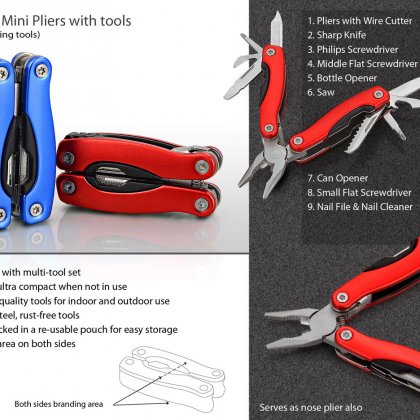 Personalized Folding Mini Pliers With 9 Tools (Superior Quality)