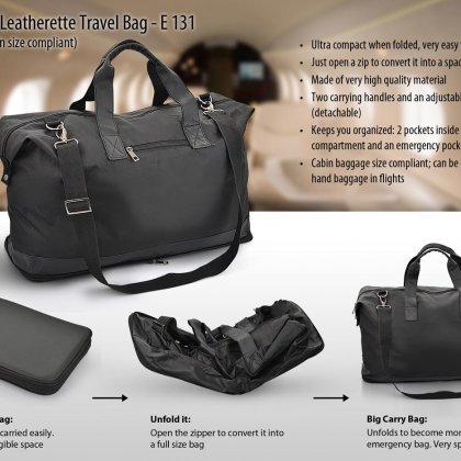 Personalized folding travel bag (leatherette) (flight cabin size compliant)