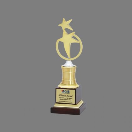 Personalized Gibb Two Star Award Star Trophy