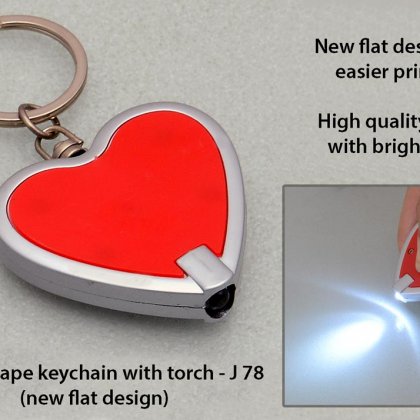 Personalized heart shape keychain with torch (flat design)