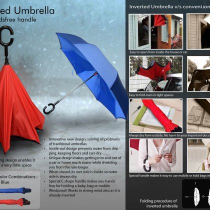 Personalized Inverted Umbrella With Handsfree Handle