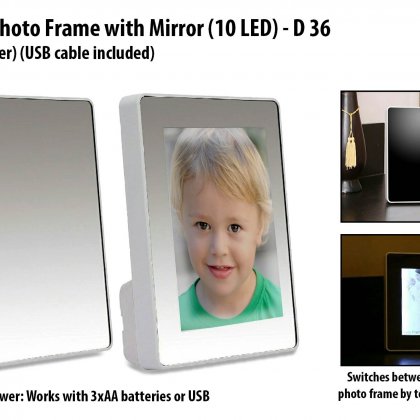 Personalized magic photo frame with mirror (10 led) (dual power) (usb cable included)