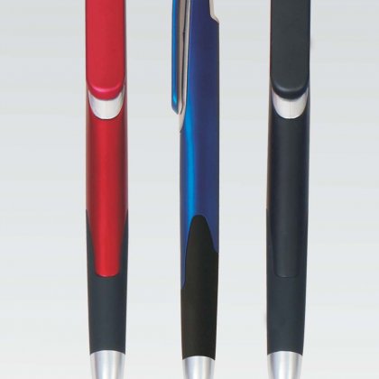 Personalized metal look grip pen