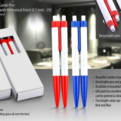 Personalized mr & ms. combi-pen: set of pen with mechanical pencil (0.7 mm) (with gift box)