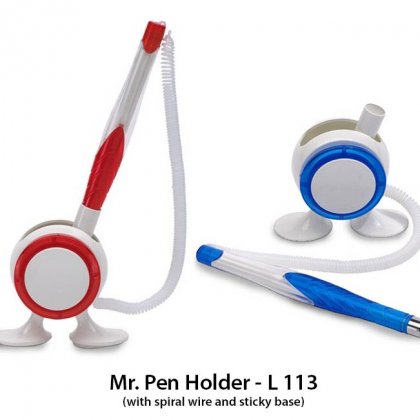 Personalized mr. pen holder (with spiral wire and sticky base)
