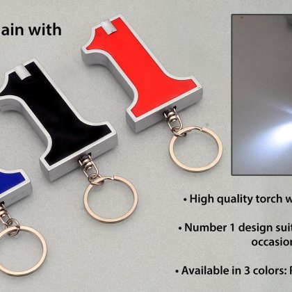Personalized no. 1 keychain with torch