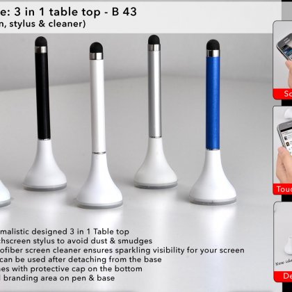 Personalized plungee: 3 in 1 table top (pen with stylus and cleaner)