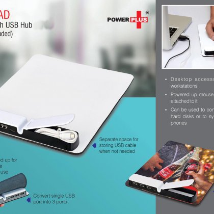 Personalized Powerpad: Mouse Pad With USB Hub (USB Cable Included)