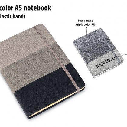 Personalized Pu 3 Color A5 Notebook With Elastic