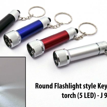 Personalized round flashlight style keychain with torch (5 led)