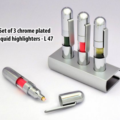 Personalized set of 3 chrome plated liquid highlighters