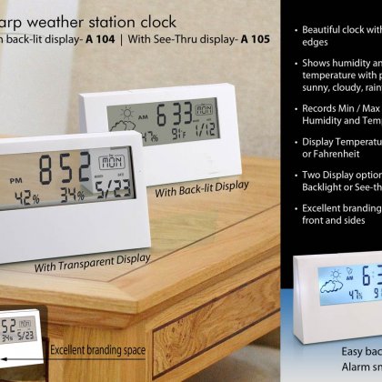 Personalized sharp weather station clock with backlight