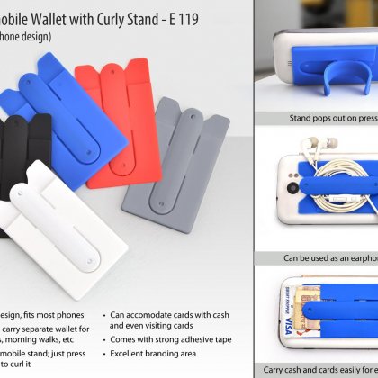 Personalized silicon mobile wallet with curly stand (with optional branding, rs 5 extra)