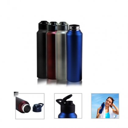 Personalized Stainless Steel Sports Bottle - 1000Ml (Bpa Free) (J O T T E R S - Omega) / Black, Blue, Red Wine, Silver