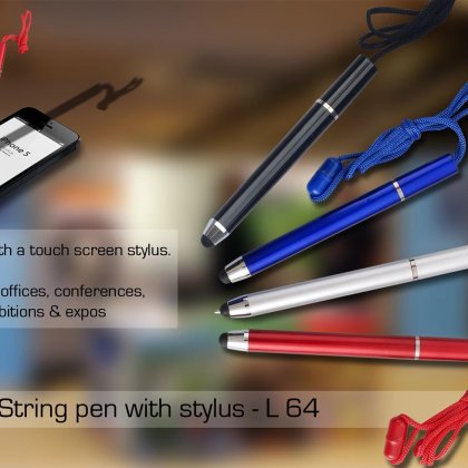 Personalized string pen with stylus