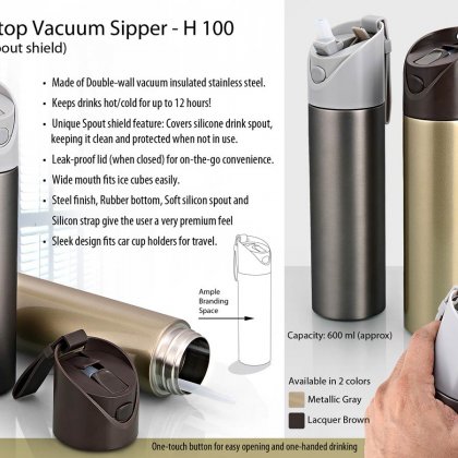 Personalized vacuum flask with flick open top (600 ml)
