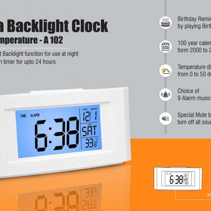 Personalized vista backlight clock with temperature