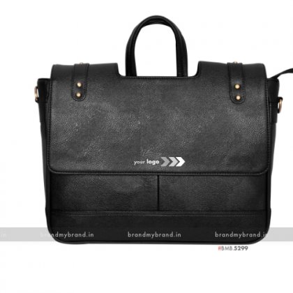 Personalized Black Cut Handle Pu Portfolio Bag