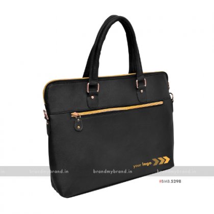 Personalized Black Gold Hand Bag