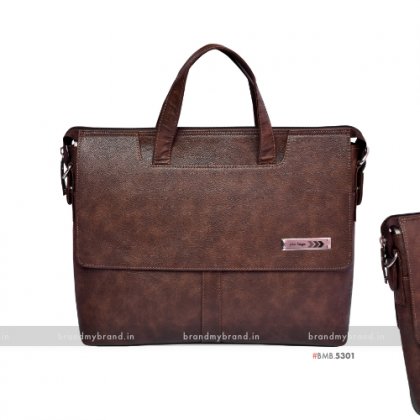 Personalized Brown Premium Cut Handle Portfolio Bag