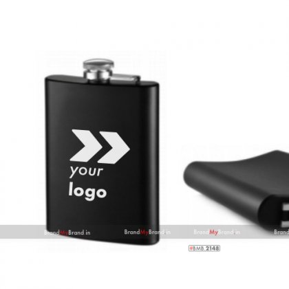 Personalized black hip flask black matt-7 oz