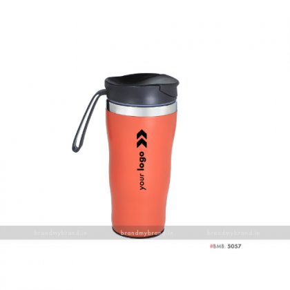 Personalized Insulated Red Vacuum Mug with silicone Band