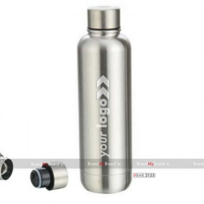 Personalized silver slam-double wall stainless steel flask (500 ml)