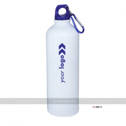 Personalized White Gloss Blue Cap Sports Bottle 750ml