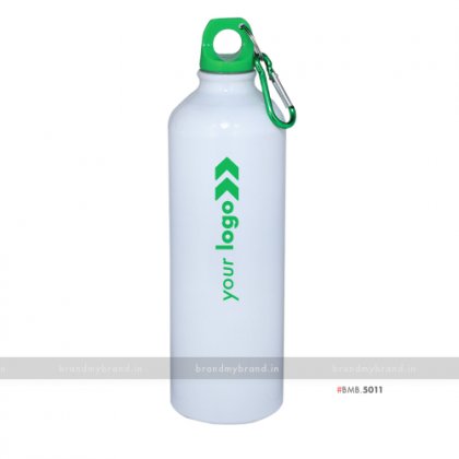 Personalized White Gloss Green Cap Sports Bottle 750ml