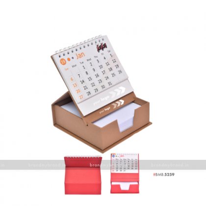 Personalized Brown Cube Calendar with Slip Rack