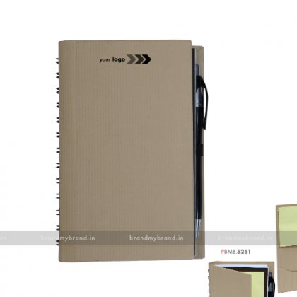 Personalized Hard Cover Wiro Notebook Sticky Note & Cards Pocket
