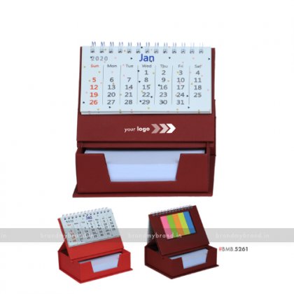 Personalized Mehroon Cube Calendar With Sticky Notes