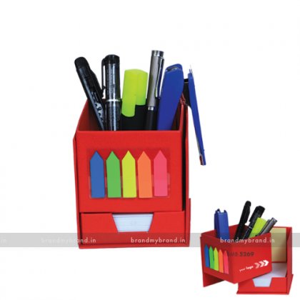 Personalized Red Multi utility Box with Slip Rack & Sticky Notes