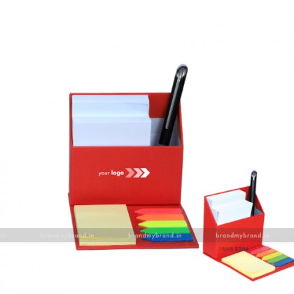 Personalized Red Smart Table Top with Slips & Sticky Notes