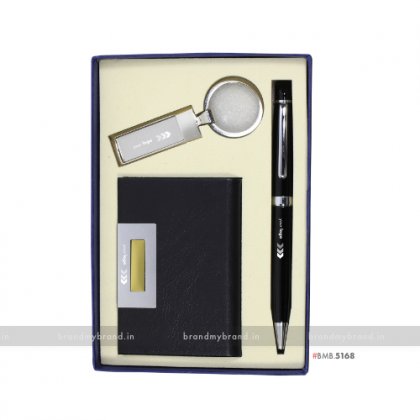 Personalized BG Pen, with Kingston Keychain & Flat Cardholder