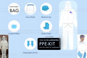 100-GSM PPE-Kit laminated with ISO AND CE certification