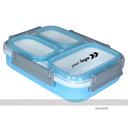 Personalized Blue 3 Part XL Lunch Box