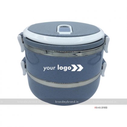 Personalized Blue Gloss Double Layer Lunch Box