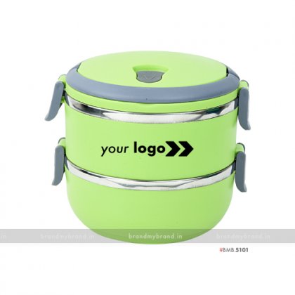 Personalized Green Matt Double Layer Lunch Box