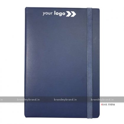 Personalized Navy Blue (PU) - Hard Cover A5 Notebook