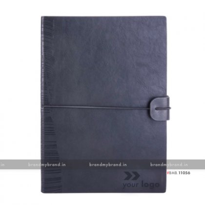Personalized Navy Blue - Elastic Lock Premium - Soft Cover A5 Notebook