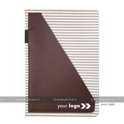 Personalized Strip Pocket - Brown - Hard Cover A5 Notebook