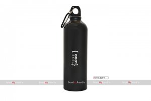 Personalized Black Sports Bottle With Carabiner (750Ml)