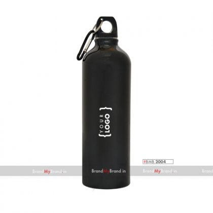 Personalized Black Sports Bottle With Carabiner (750Ml)