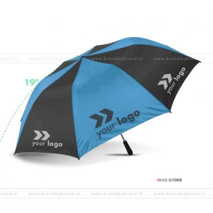 Light Blue and Black Umbrella -21 inch, 2 Fold