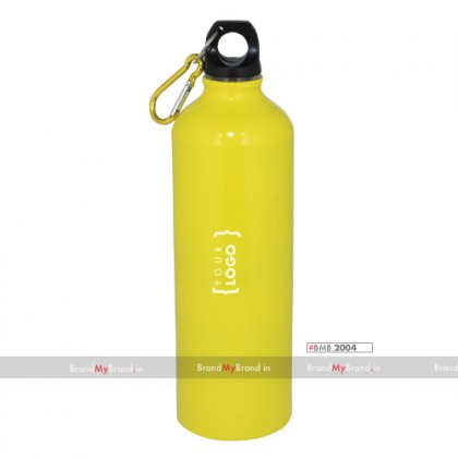 Personalized  Yellow Sports Bottle With Carabiner (750Ml)