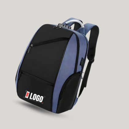 Customized Black and Blue Laptop Backpack with Logo